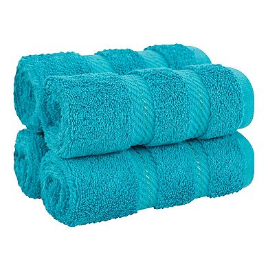 American Soft Linen Luxury Soft 4-Piece Two-Stripe Turkish Cotton Washcloth Set