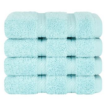 American Soft Linen Luxury Soft 4 pc Two-Stripe Turkish Cotton Washcloth Set