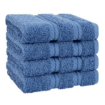 American Soft Linen Luxury Soft 4 pc Two-Stripe Turkish Cotton Washcloth Set