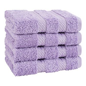 American Soft Linen Luxury Soft 4 pc Two-Stripe Turkish Cotton Washcloth Set