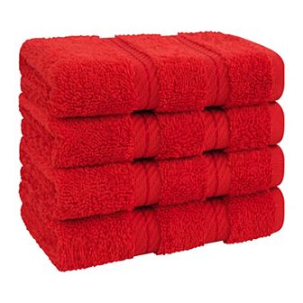 American Soft Linen Luxury Soft 4 pc Two-Stripe Turkish Cotton Washcloth Set