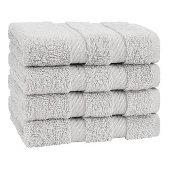 American Soft Linen Luxury Soft 4 pc Two-Stripe Turkish Cotton Washcloth Set