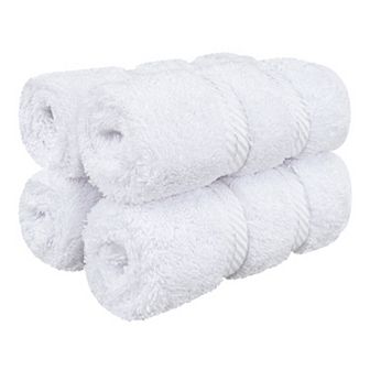 American Soft Linen Luxury Soft 4 pc Two-Stripe Turkish Cotton Washcloth Set