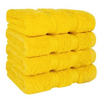 American Soft Linen Luxury Soft 4 pc Two-Stripe Turkish Cotton Washcloth Set