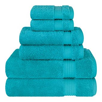 American Soft Linen Premium 6 pc Aqua Turkish Cotton Towel & Washcloth Set