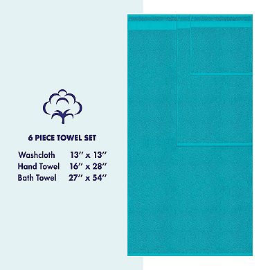 American Soft Linen Premium 6-Piece Aqua Turkish Cotton Towel & Washcloth Set