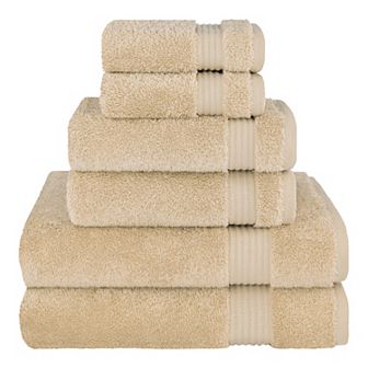 American Soft Linen Premium 6 pc Beige Turkish Cotton Towel & Washcloth Set