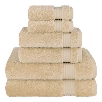 American Soft Linen Premium 6 pc Beige Turkish Cotton Towel & Washcloth Set