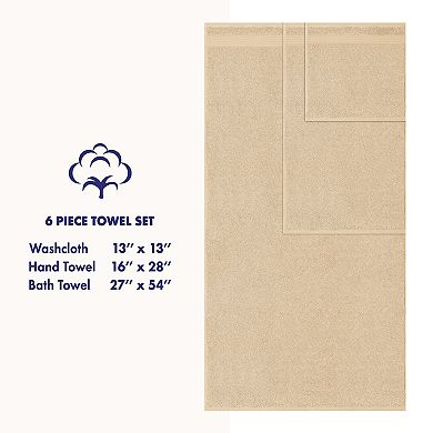 American Soft Linen Premium 6-Piece Beige Turkish Cotton Towel & Washcloth Set