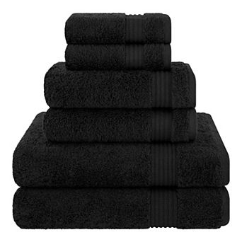 American Soft Linen Premium 6 pc Black Turkish Cotton Towel & Washcloth Set