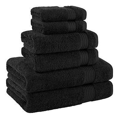 American Soft Linen Premium 6-Piece Black Turkish Cotton Towel & Washcloth Set