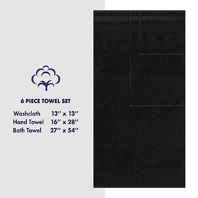 American Soft Linen Premium 6-Piece Black Turkish Cotton Towel & Washcloth Set