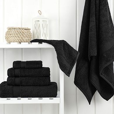 American Soft Linen Premium 6-Piece Black Turkish Cotton Towel & Washcloth Set