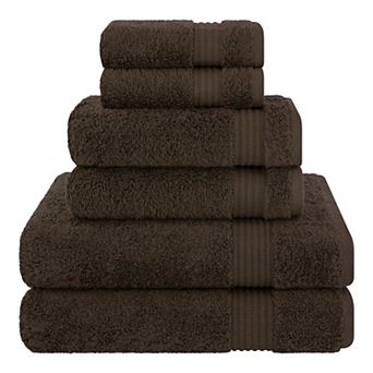 American Soft Linen Premium 6 pc Brown Turkish Cotton Towel & Washcloth Set