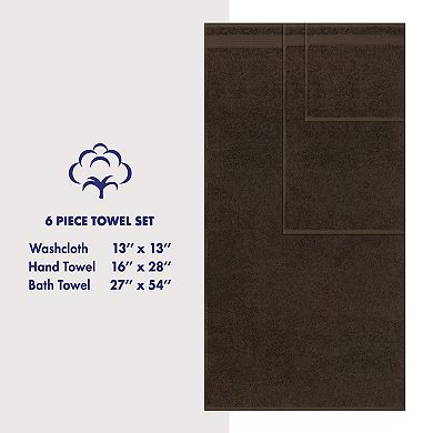 American Soft Linen Premium 6-Piece Brown Turkish Cotton Towel & Washcloth Set