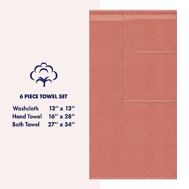 American Soft Linen Premium 6-Piece Coral Turkish Cotton Towel & Washcloth Set