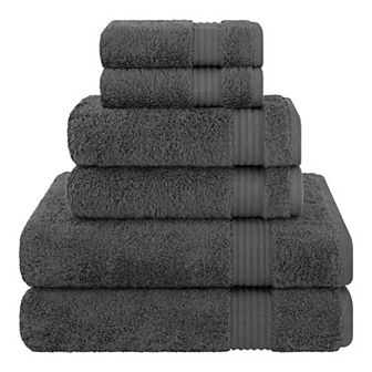 American Soft Linen Premium 6 pc Gray Turkish Cotton Towel & Washcloth Set