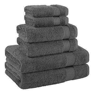 American Soft Linen Premium 6-Piece Gray Turkish Cotton Towel & Washcloth Set