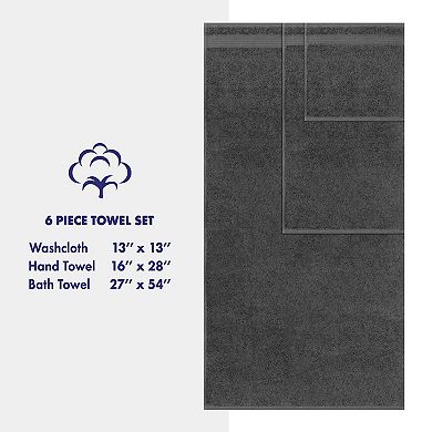 American Soft Linen Premium 6-Piece Gray Turkish Cotton Towel & Washcloth Set