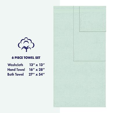 American Soft Linen Premium 6-Piece Mint Turkish Cotton Towel & Washcloth Set
