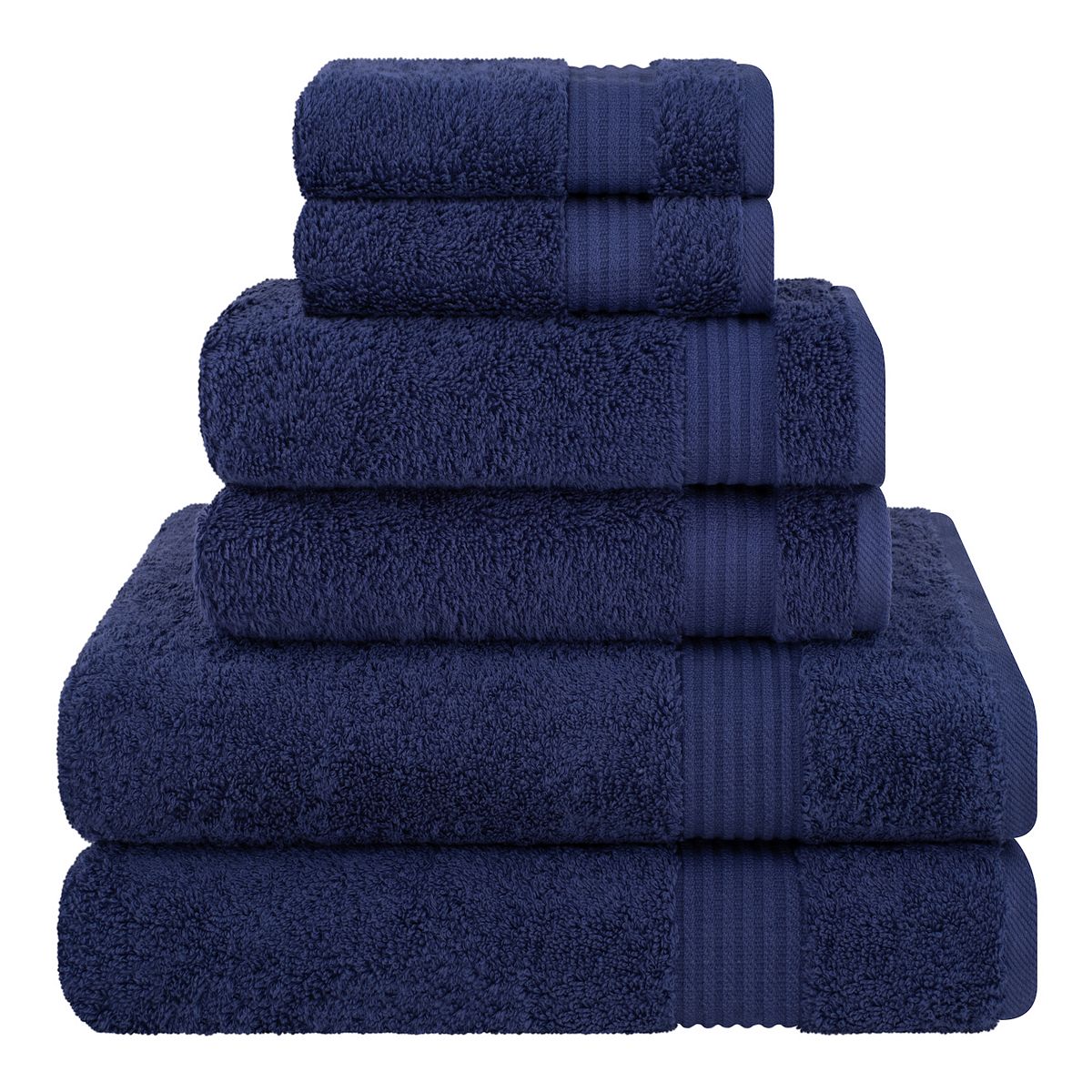 American Soft Linen Premium 6-Piece Navy Turkish Cotton Towel & Washcloth Set