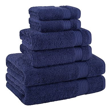 American Soft Linen Premium 6-Piece Navy Turkish Cotton Towel & Washcloth Set