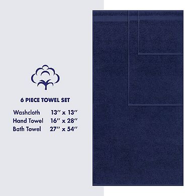American Soft Linen Premium 6-Piece Navy Turkish Cotton Towel & Washcloth Set