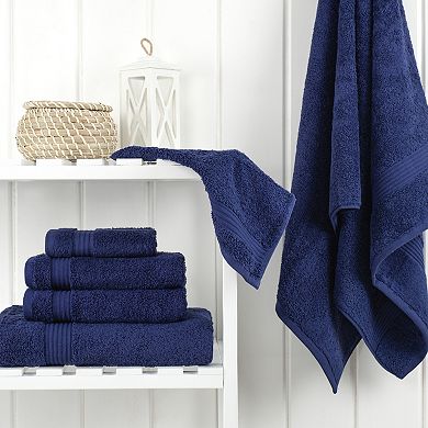 American Soft Linen Premium 6-Piece Navy Turkish Cotton Towel & Washcloth Set