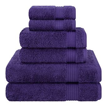 American Soft Linen Premium 6 pc Purple Turkish Cotton Towel & Washcloth Set
