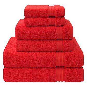 American Soft Linen Premium 6 pc Red Turkish Cotton Towel & Washcloth Set