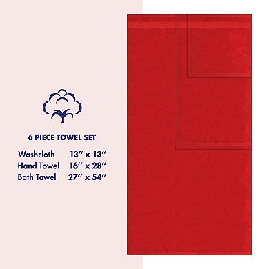 American Soft Linen Premium 6-Piece Red Turkish Cotton Towel & Washcloth Set