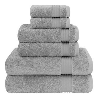 American Soft Linen Premium 6 pc Light Grey Turkish Cotton Towel & Washcloth Set
