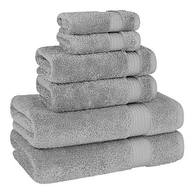American Soft Linen Premium 6-Piece Light Grey Turkish Cotton Towel & Washcloth Set