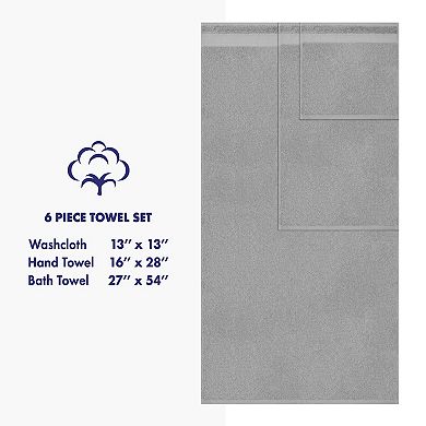 American Soft Linen Premium 6-Piece Light Grey Turkish Cotton Towel & Washcloth Set