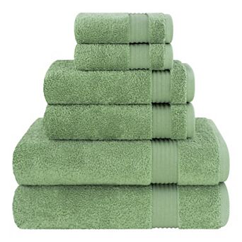 American Soft Linen Premium 6 pc Sage Green Turkish Cotton Towel & Washcloth Set