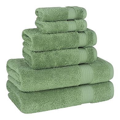 American Soft Linen Premium 6-Piece Sage Green Turkish Cotton Towel & Washcloth Set