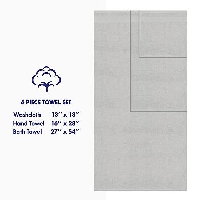 American Soft Linen Premium 6-Piece Silver Turkish Cotton Towel & Washcloth Set