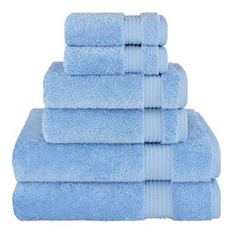 American Soft Linen Premium 6 pc Sky Blue Turkish Cotton Towel & Washcloth Set