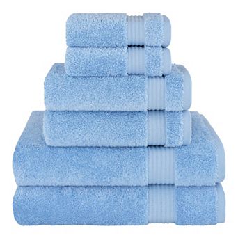 American Soft Linen Premium 6 pc Sky Blue Turkish Cotton Towel & Washcloth Set