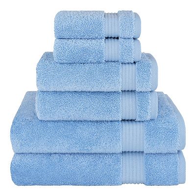 American Soft Linen Premium 6-Piece Sky Blue Turkish Cotton Towel & Washcloth Set