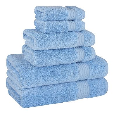 American Soft Linen Premium 6-Piece Sky Blue Turkish Cotton Towel & Washcloth Set