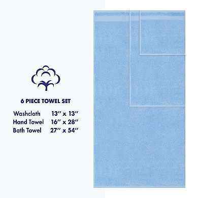 American Soft Linen Premium 6-Piece Sky Blue Turkish Cotton Towel & Washcloth Set