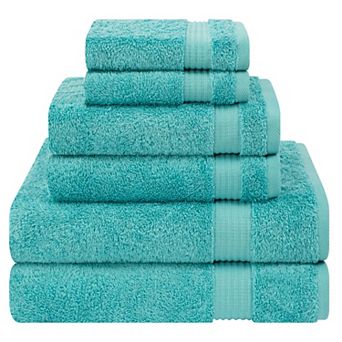 American Soft Linen Premium 6 pc Turquoise Turkish Cotton Towel & Washcloth Set