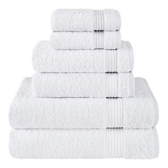 American Soft Linen Premium 6 pc White Turkish Cotton Towel & Washcloth Set