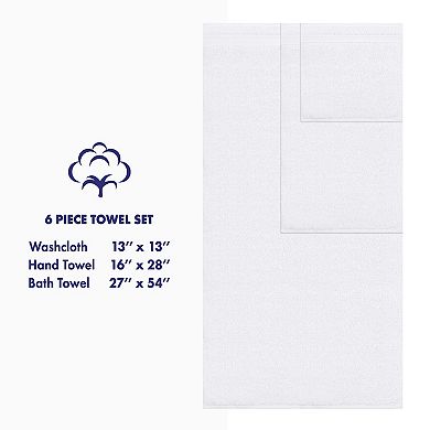 American Soft Linen Premium 6-Piece White Turkish Cotton Towel & Washcloth Set