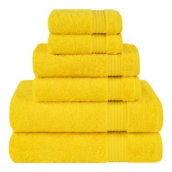 American Soft Linen Premium 6 pc Yellow Turkish Cotton Towel & Washcloth Set
