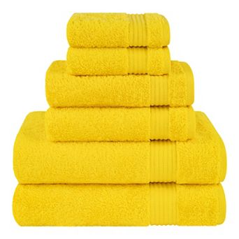 American Soft Linen Premium 6 pc Yellow Turkish Cotton Towel & Washcloth Set