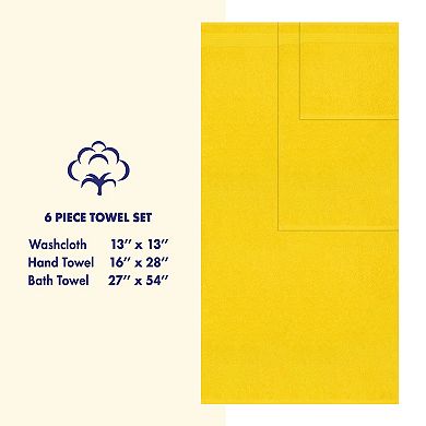 American Soft Linen Premium 6-Piece Yellow Turkish Cotton Towel & Washcloth Set