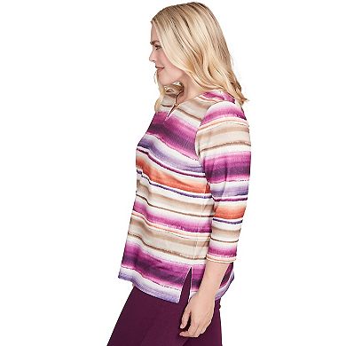 Women's Petite Alfred Dunner Watercolor Beaded Split Neck Top