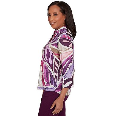 Women's Petite Alfred Dunner Abstract Floral Button Front Top
